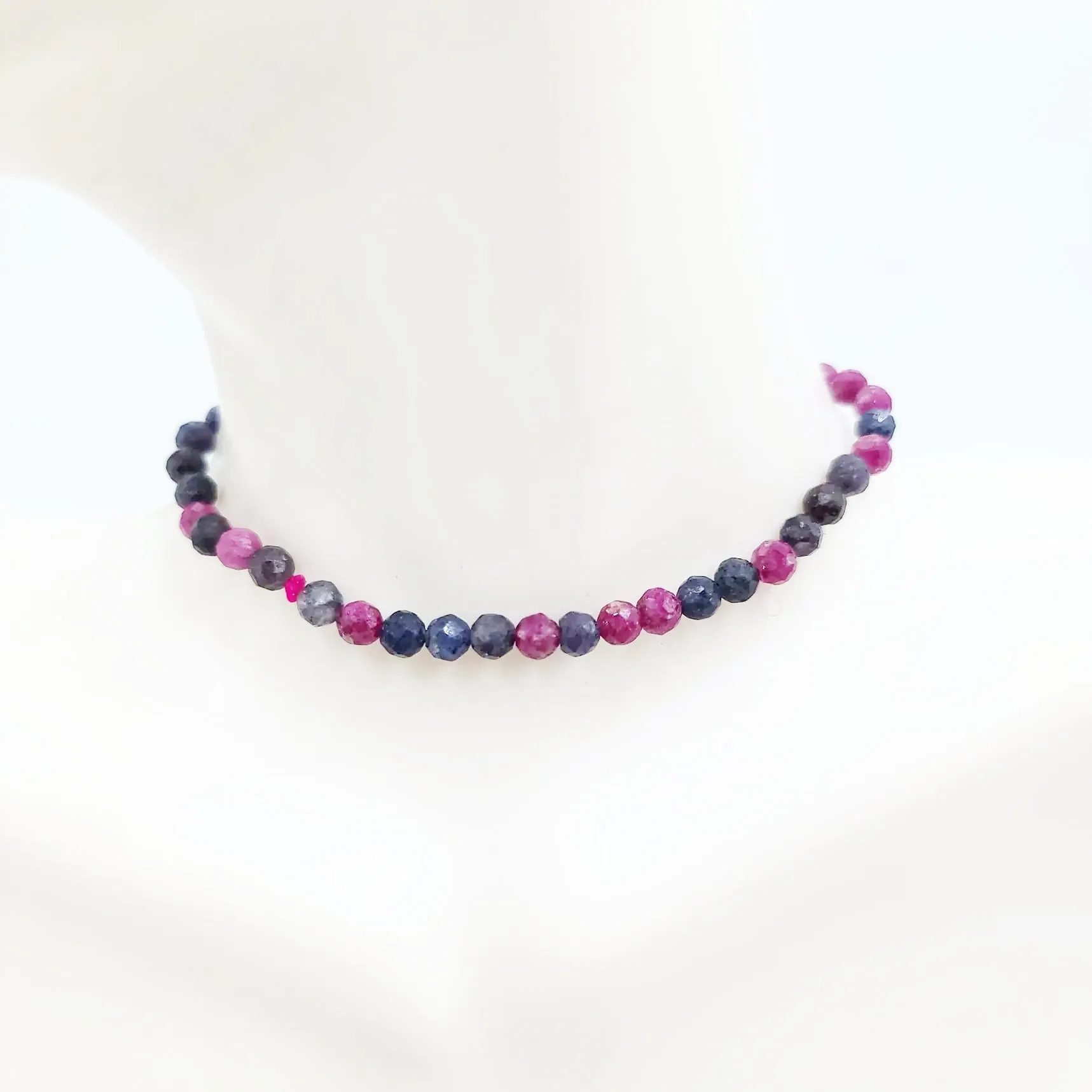 Ruby & Sapphire Faceted Bead Bracelet 4mm