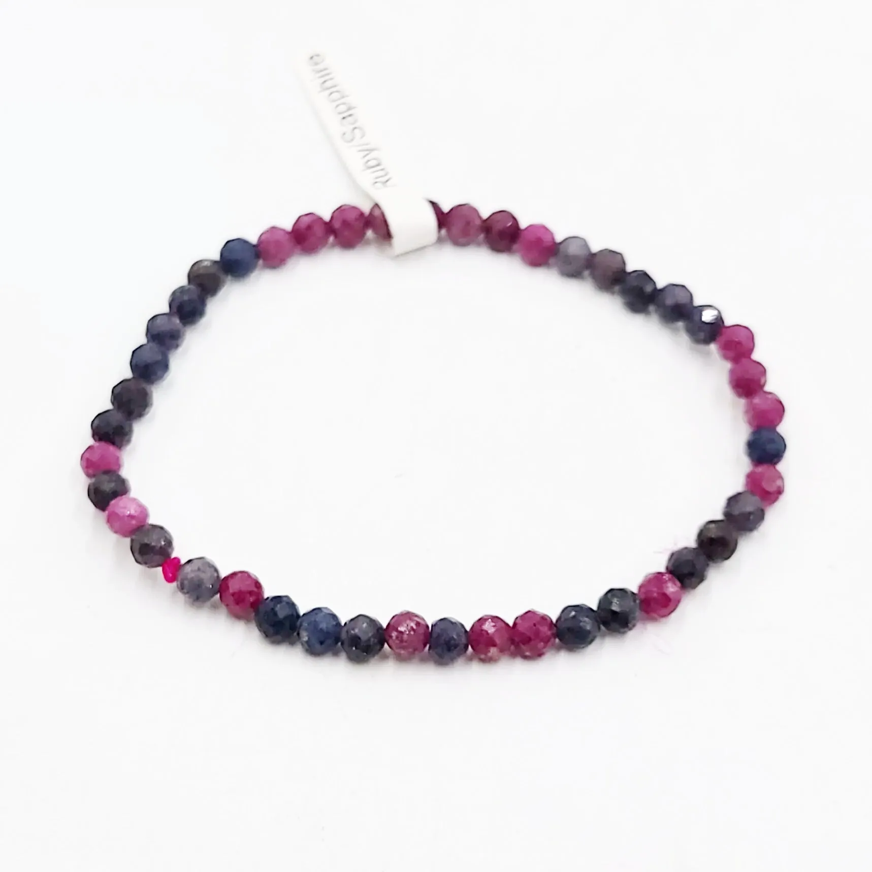 Ruby & Sapphire Faceted Bead Bracelet 4mm