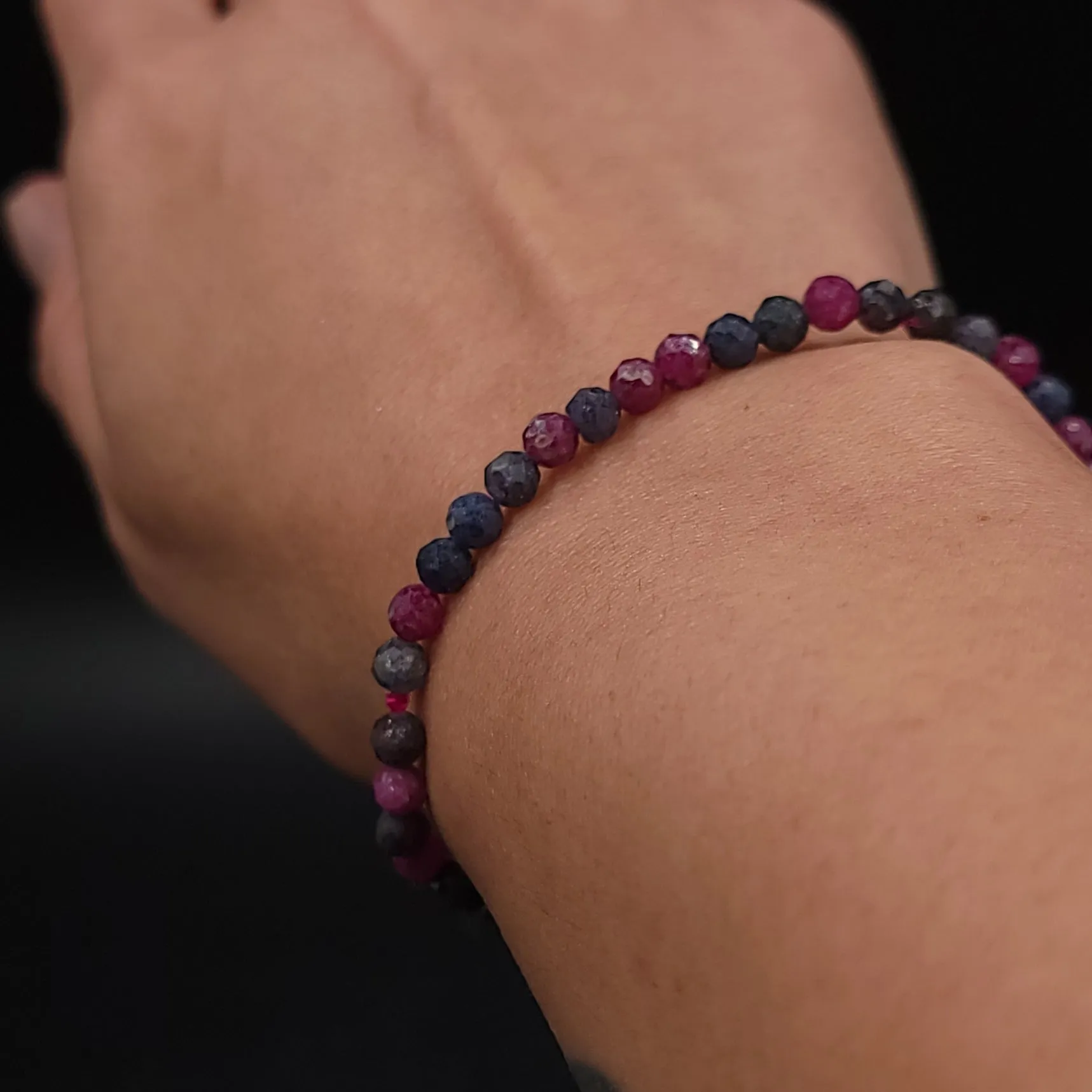 Ruby & Sapphire Faceted Bead Bracelet 4mm