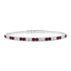 Ruby and Diamond Flex Half Way Bangle