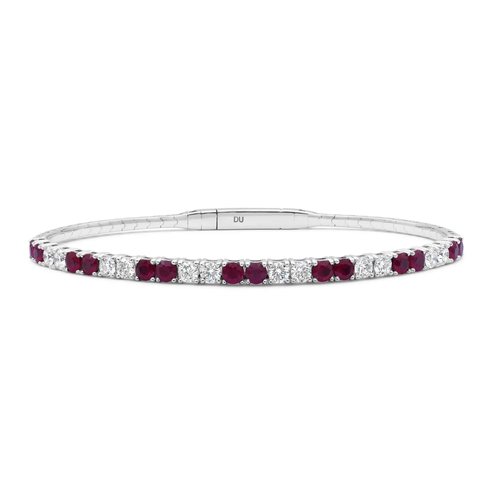 Ruby and Diamond Flex Half Way Bangle