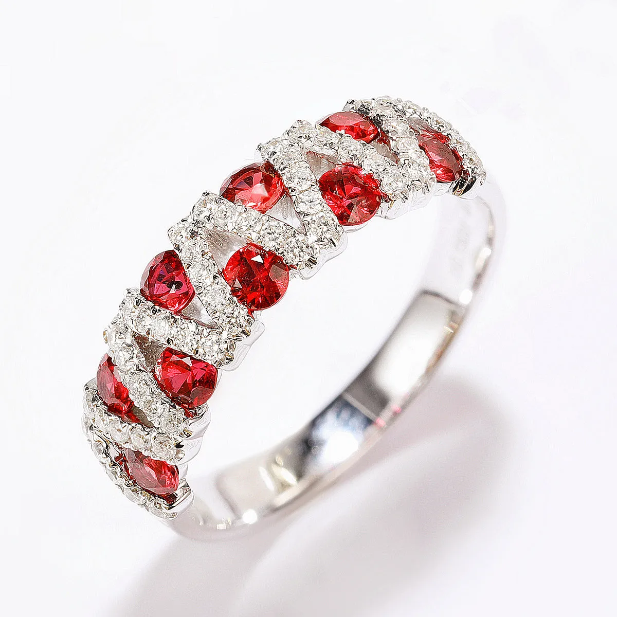 Ruby and Diamond Pave Lattice Ring