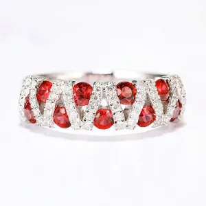 Ruby and Diamond Pave Lattice Ring