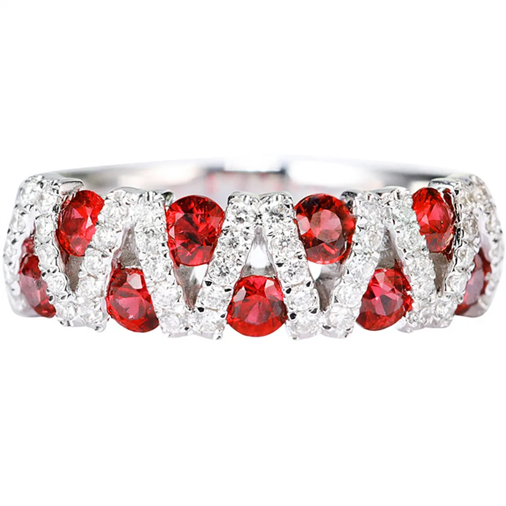Ruby and Diamond Pave Lattice Ring