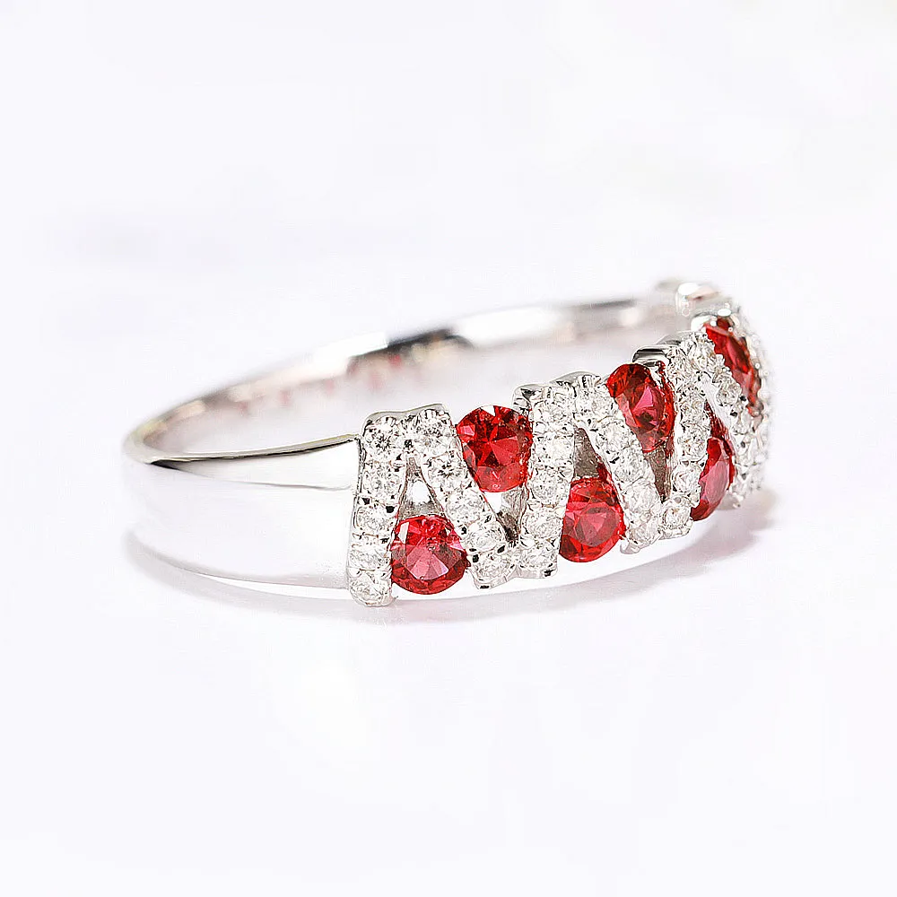 Ruby and Diamond Pave Lattice Ring