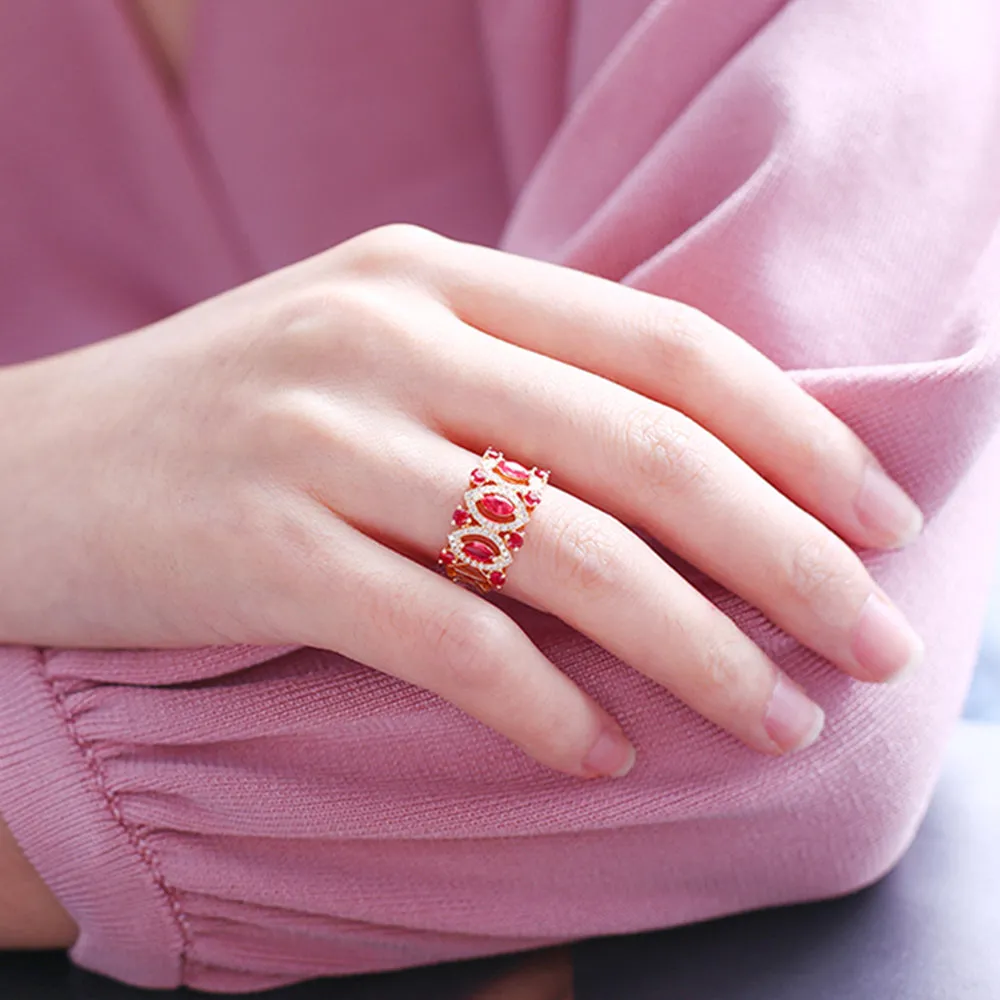 Ruby and Diamond Wide Band Ring