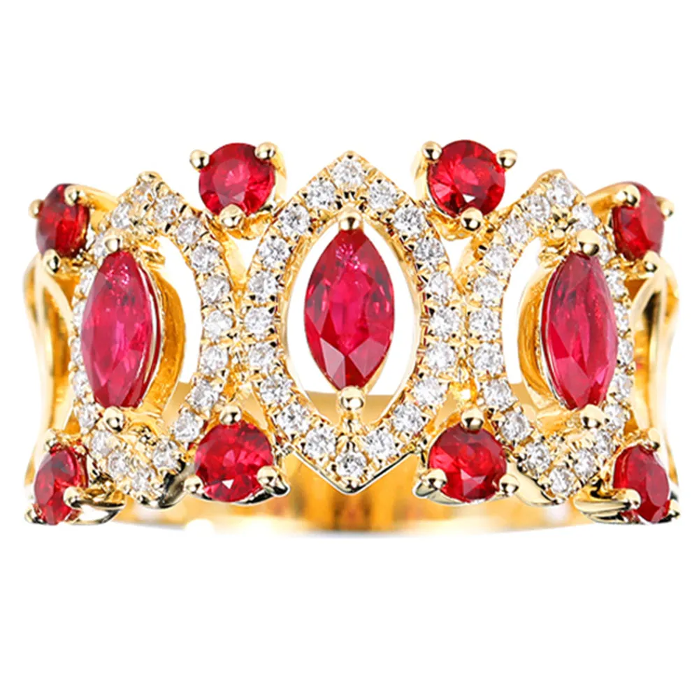 Ruby and Diamond Wide Band Ring