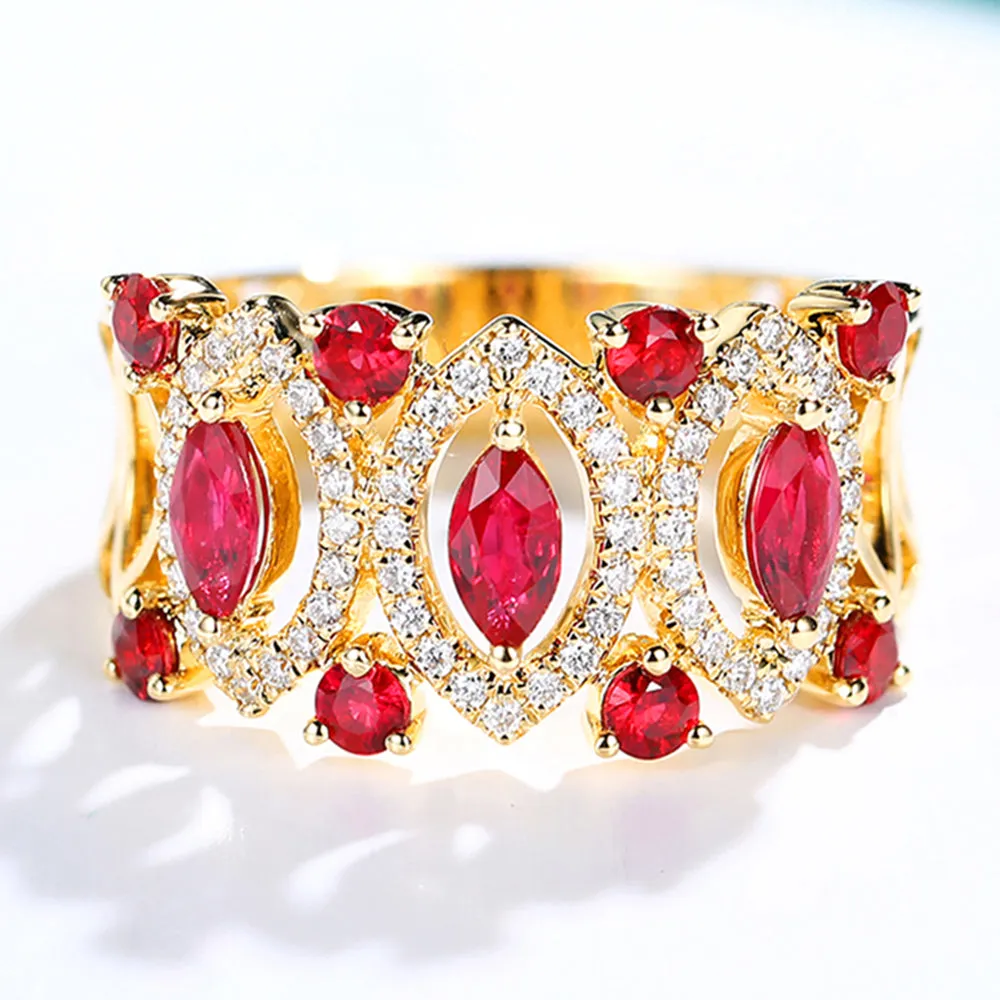 Ruby and Diamond Wide Band Ring