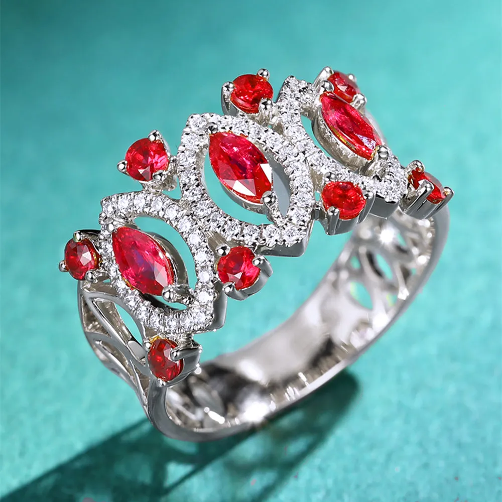Ruby and Diamond Wide Band Ring