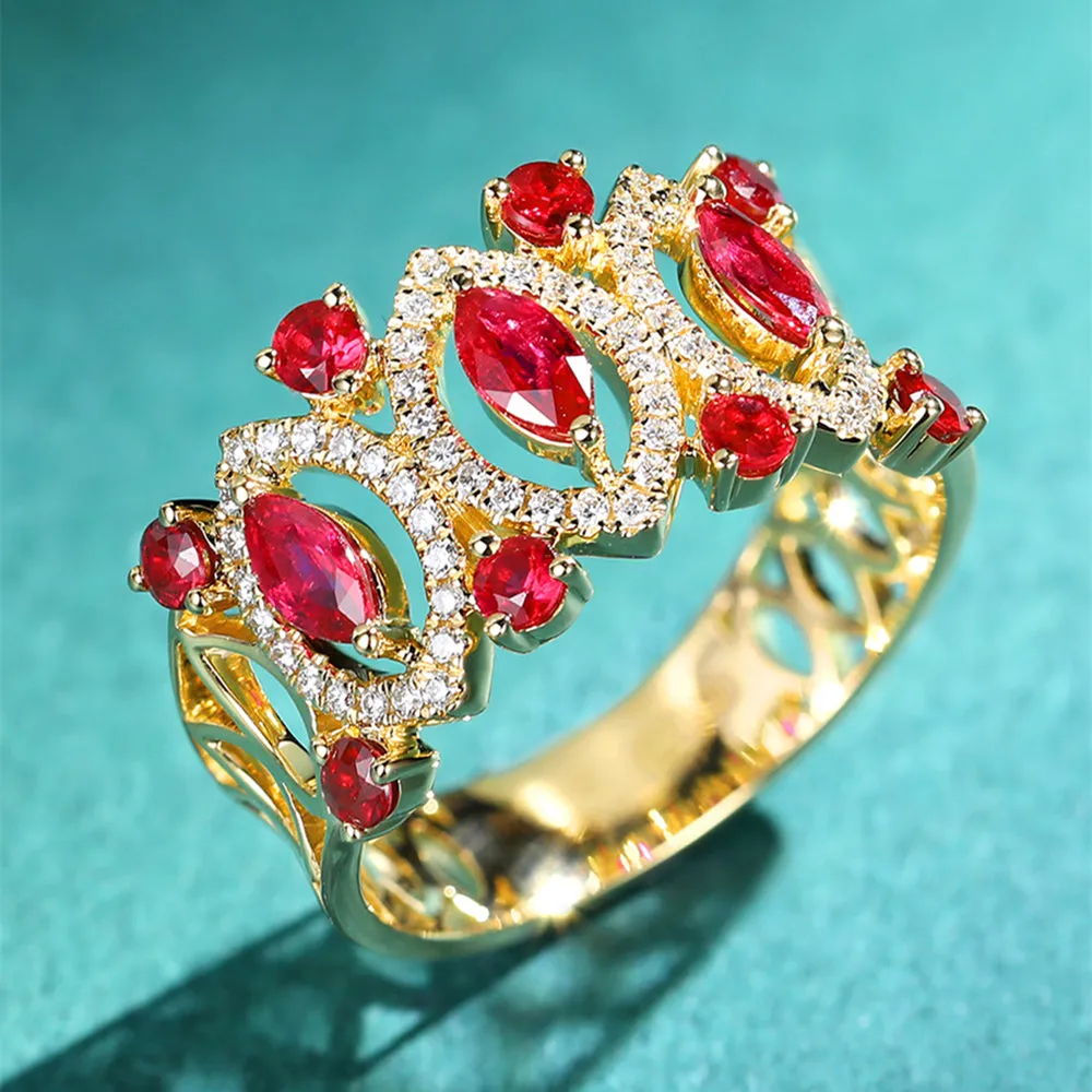 Ruby and Diamond Wide Band Ring