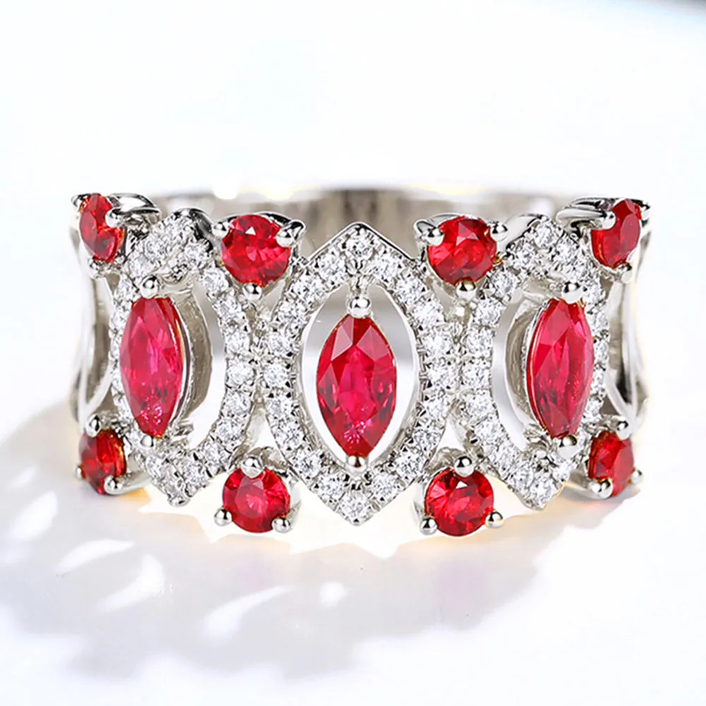 Ruby and Diamond Wide Band Ring