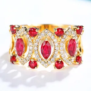 Ruby and Diamond Wide Band Ring