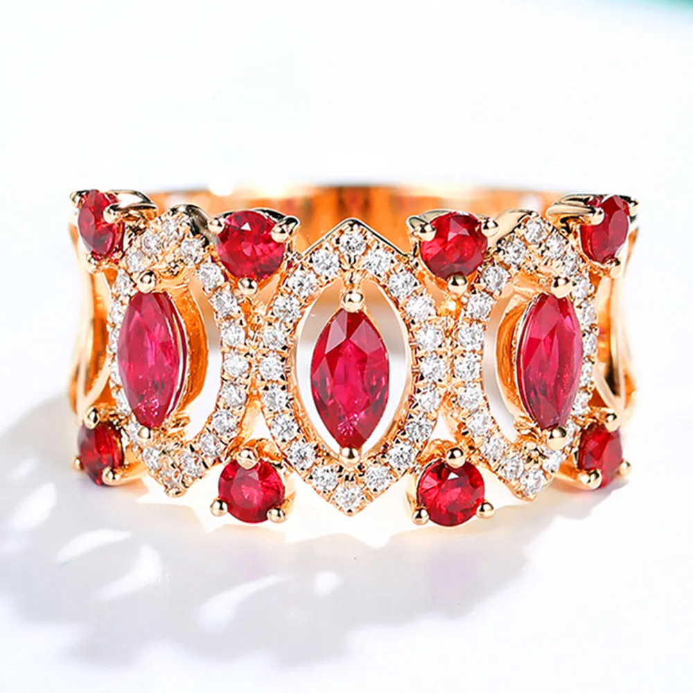 Ruby and Diamond Wide Band Ring
