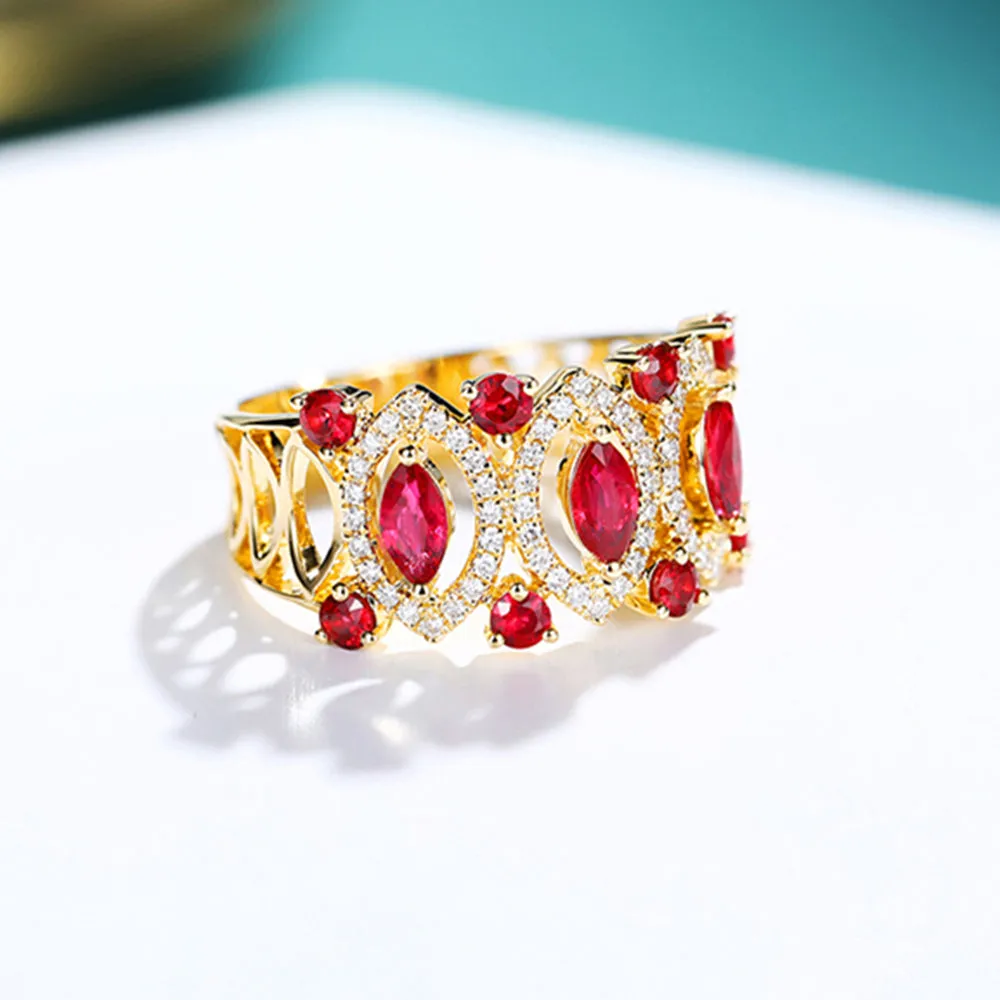 Ruby and Diamond Wide Band Ring