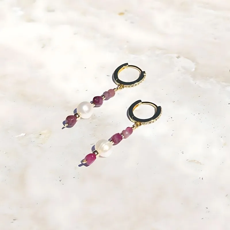 Ruby and Pearl Luxury Earrings