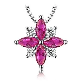 Ruby pink flower Necklace