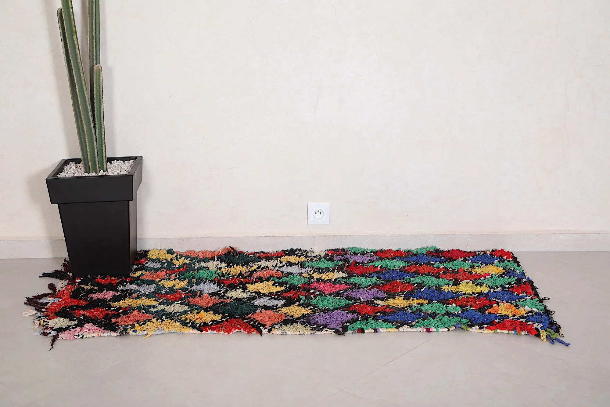 Runner Moroccan Boucherouite Rug - 2.4x5.3 ft | Handwoven Vibrant Design