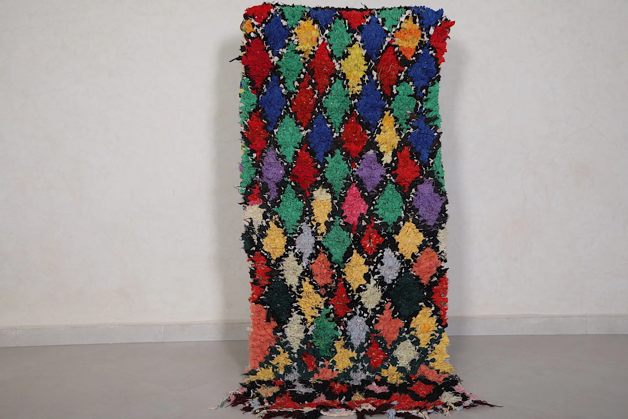 Runner Moroccan Boucherouite Rug - 2.4x5.3 ft | Handwoven Vibrant Design