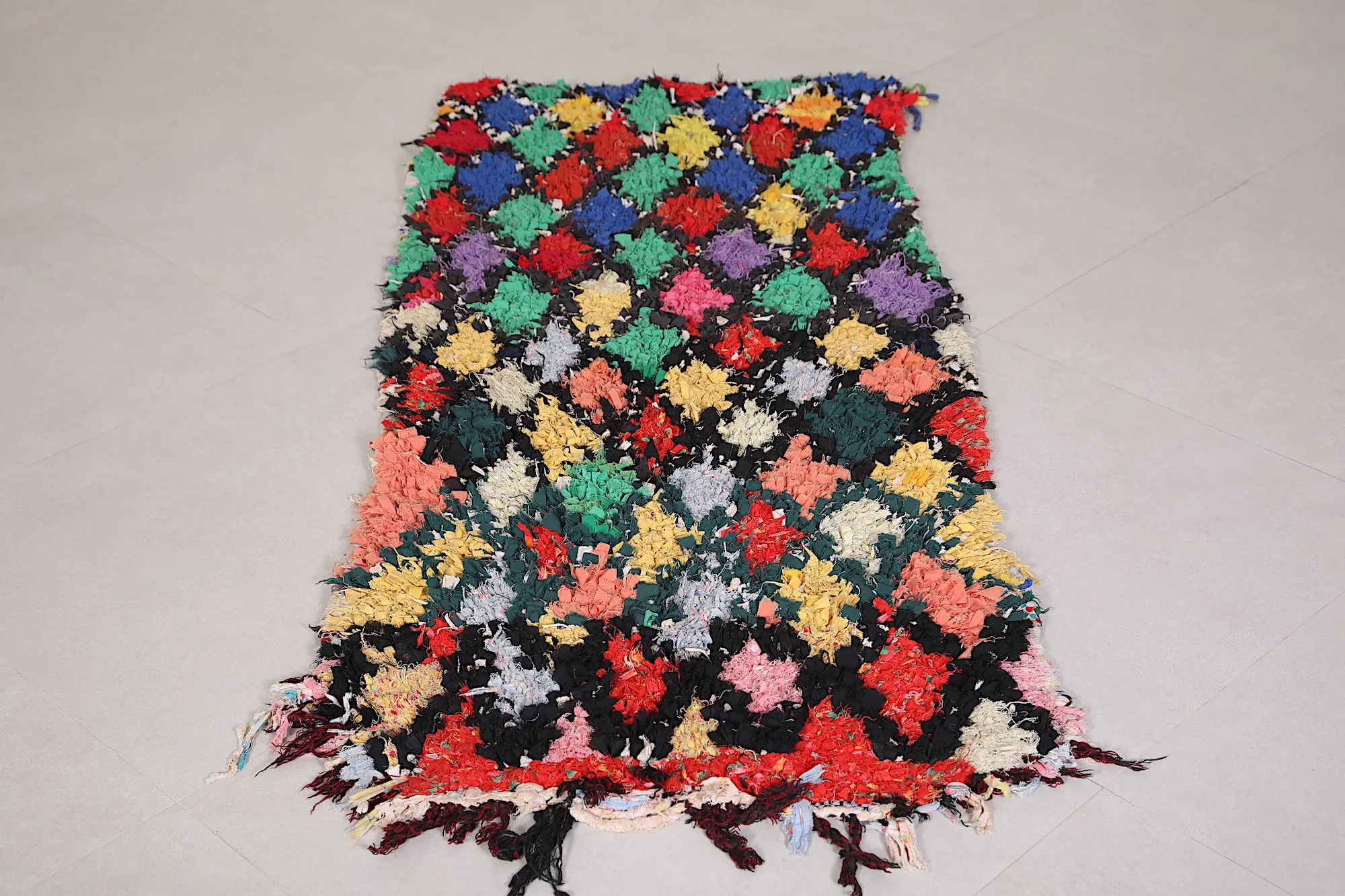 Runner Moroccan Boucherouite Rug - 2.4x5.3 ft | Handwoven Vibrant Design