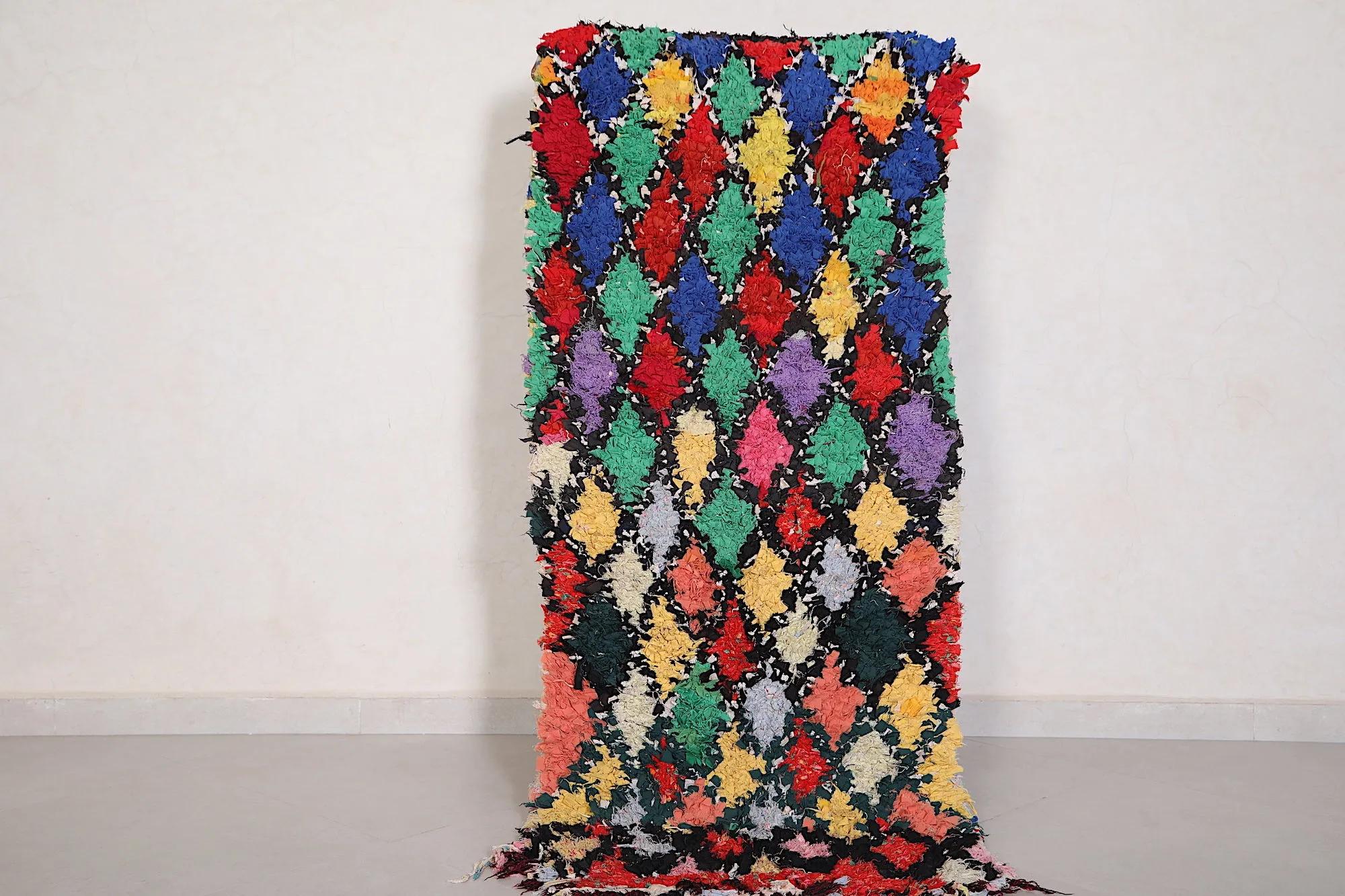 Runner Moroccan Boucherouite Rug - 2.4x5.3 ft | Handwoven Vibrant Design