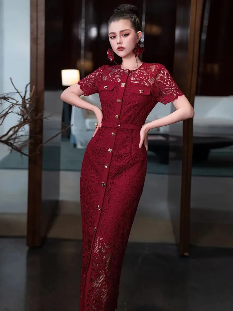 Sabrina Metallic Single-Breasted Dress