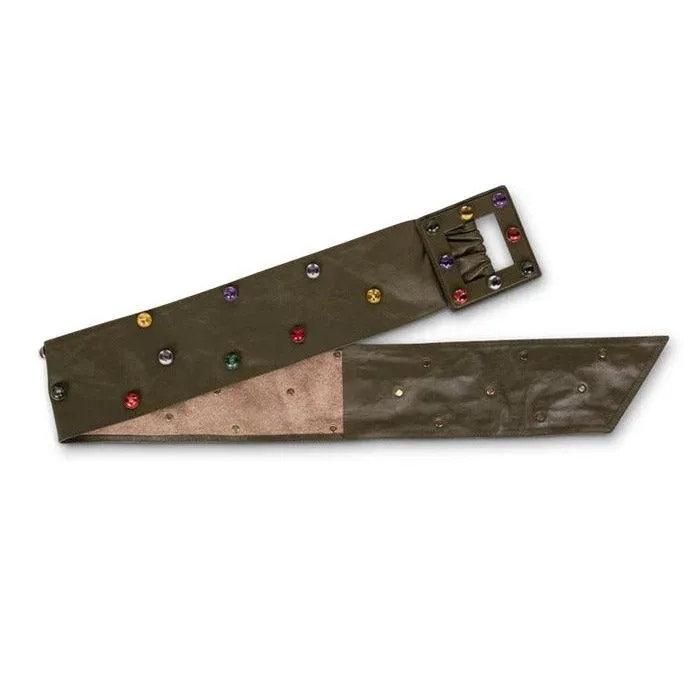 SAINT LAURENT Olive Wide Leather Jewel Belt