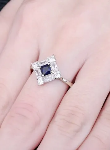 Sapphire and Simulated Diamond Ring