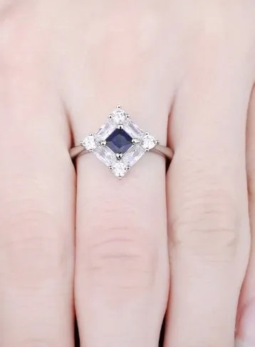 Sapphire and Simulated Diamond Ring