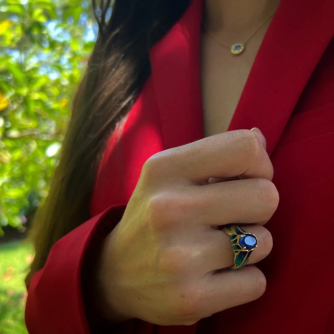 Sapphire Flame Ring