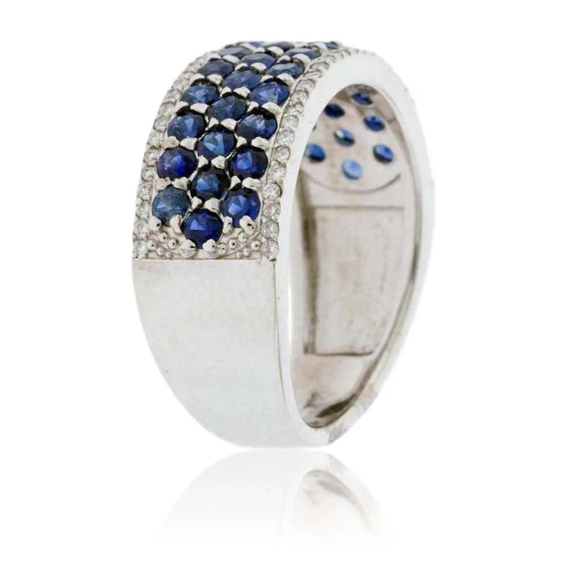Sapphire Three Row & Diamond Band