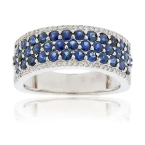 Sapphire Three Row & Diamond Band