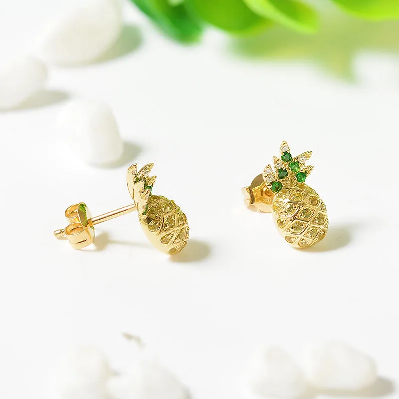 Sapphire, Tsavorite and Diamond Pineapple Earrings