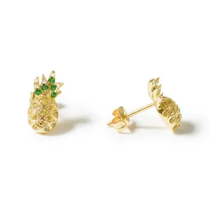 Sapphire, Tsavorite and Diamond Pineapple Earrings