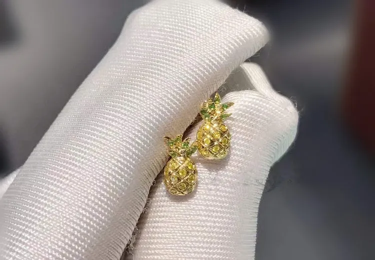 Sapphire, Tsavorite and Diamond Pineapple Earrings