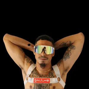 Saulho Mens Metallic Silver Harness Fashion