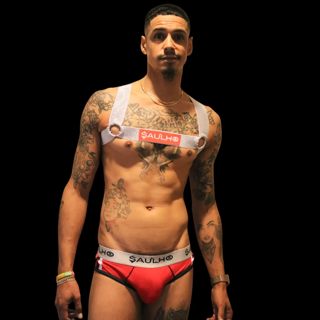 Saulho Mens Metallic Silver Harness Fashion