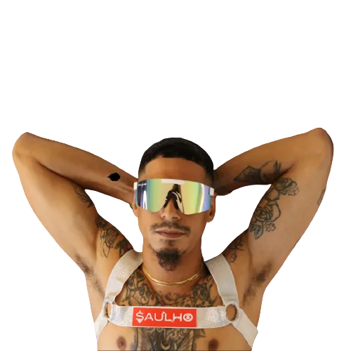 Saulho Mens Metallic Silver Harness Fashion
