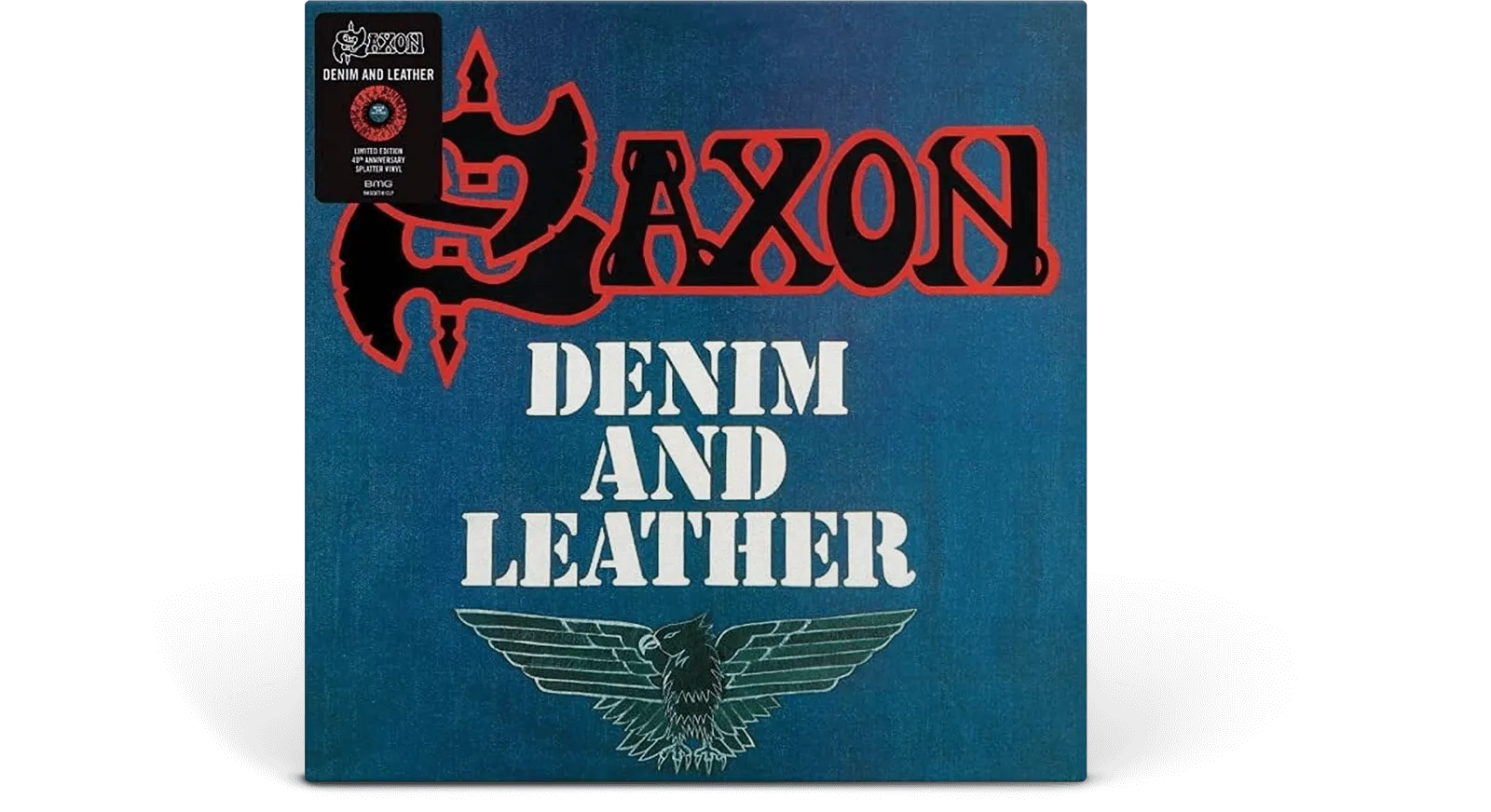 Saxon : Denim & Leather (Red & Black Splatter Vinyl)