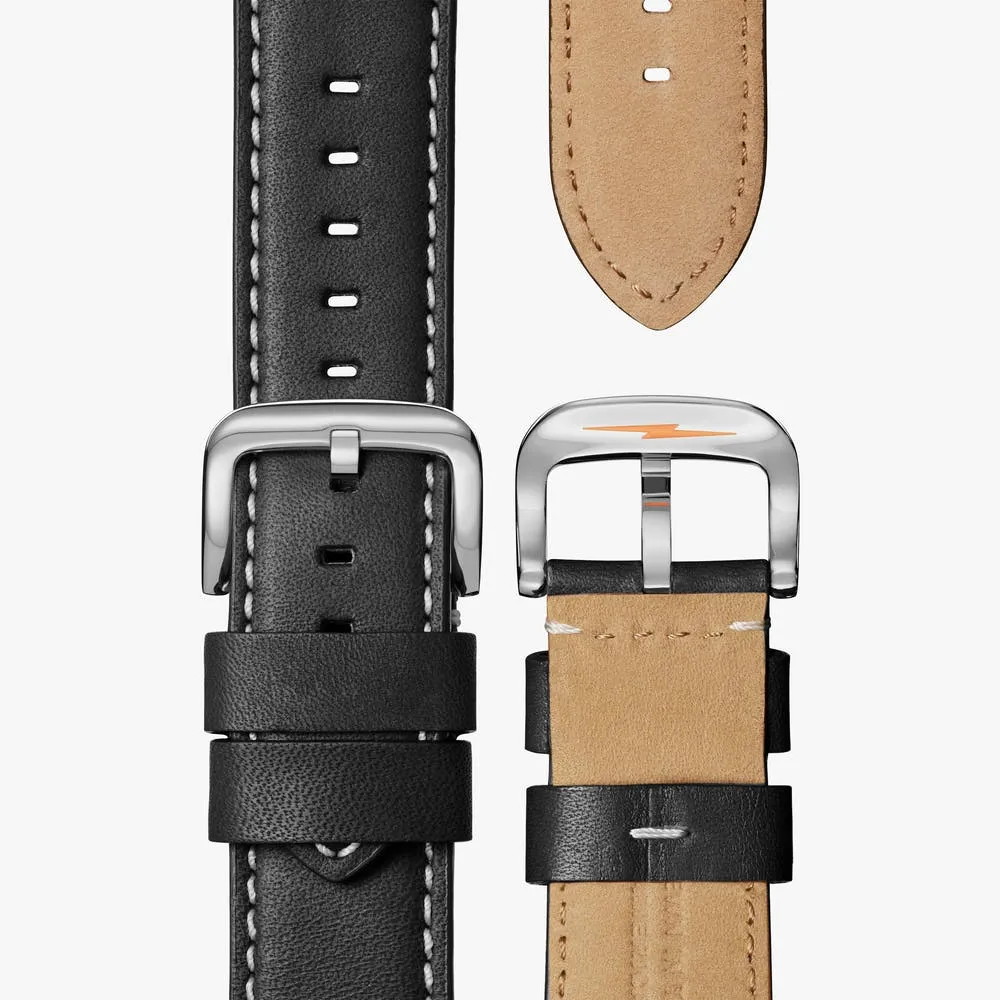 Shinola The Runwell 47mm Black Leather Strap Black Dial Mens Watch S0110000012