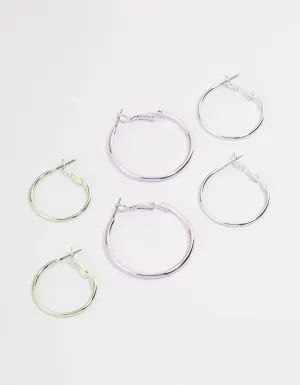 Silver Metallic Hoop Earrings Pack