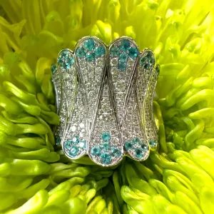 Simon G Paraiba Tourmaline Diamond 18K White Gold Free Form Fashion Ring LP2273-A