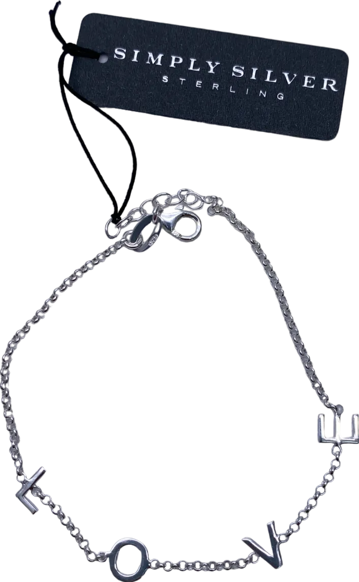 SIMPLY SILVER 925 Sterling Silver Love Initial Bracelet One Size