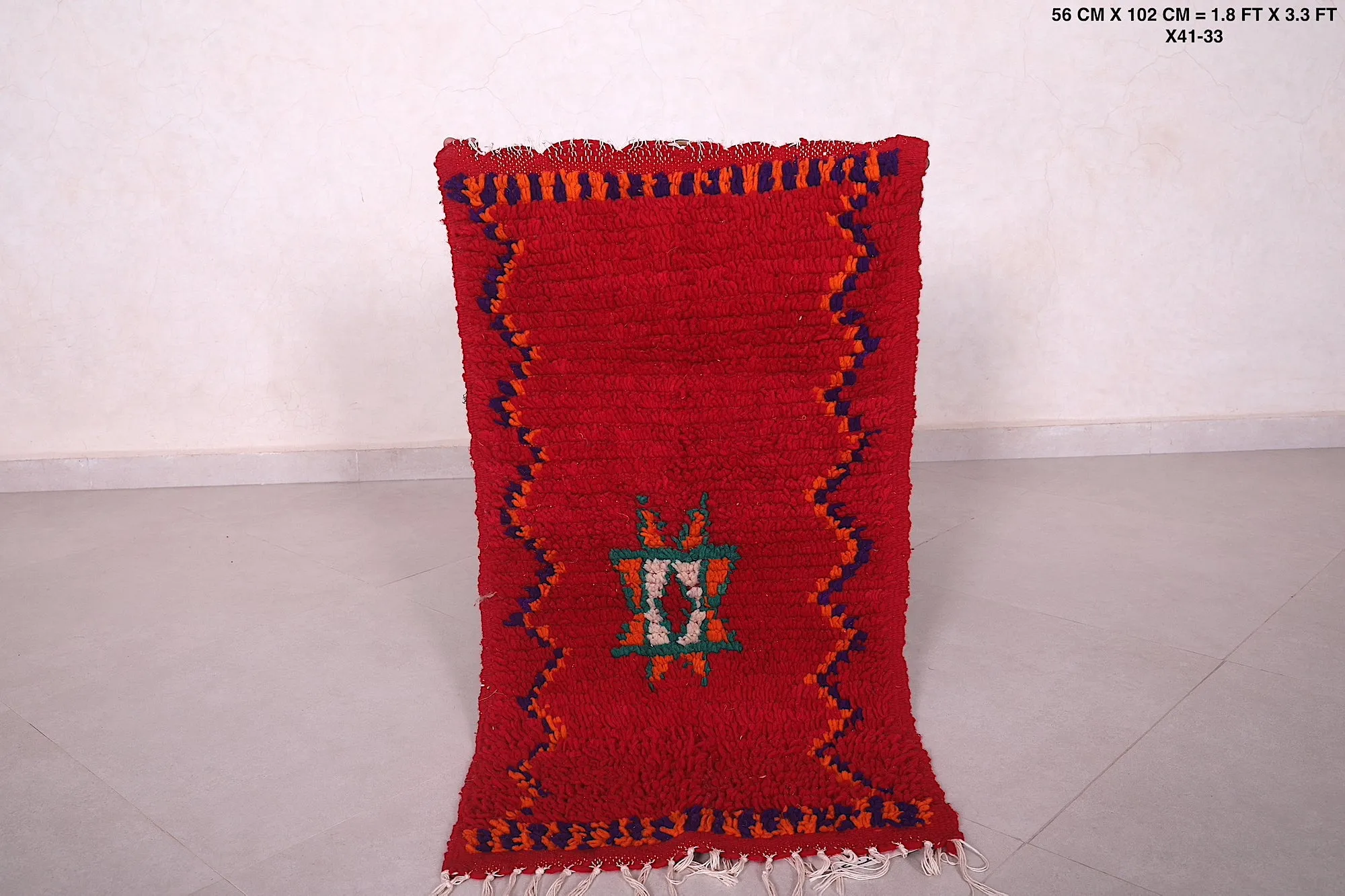 Small Red Berber Rug 1.8 x 3.3 Feet - Vibrant Moroccan Accent