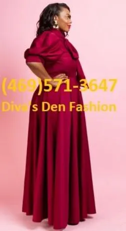 Solid Long Puff Sleeve Dress