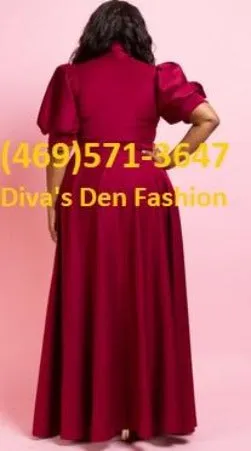 Solid Long Puff Sleeve Dress