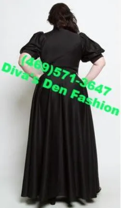 Solid Long Puff Sleeve Dress