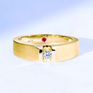 Solitaire Diamond Wedding Band with Ruby Signature