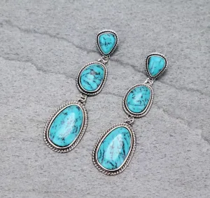 Stacie Triple Drop Stone Post Earrings