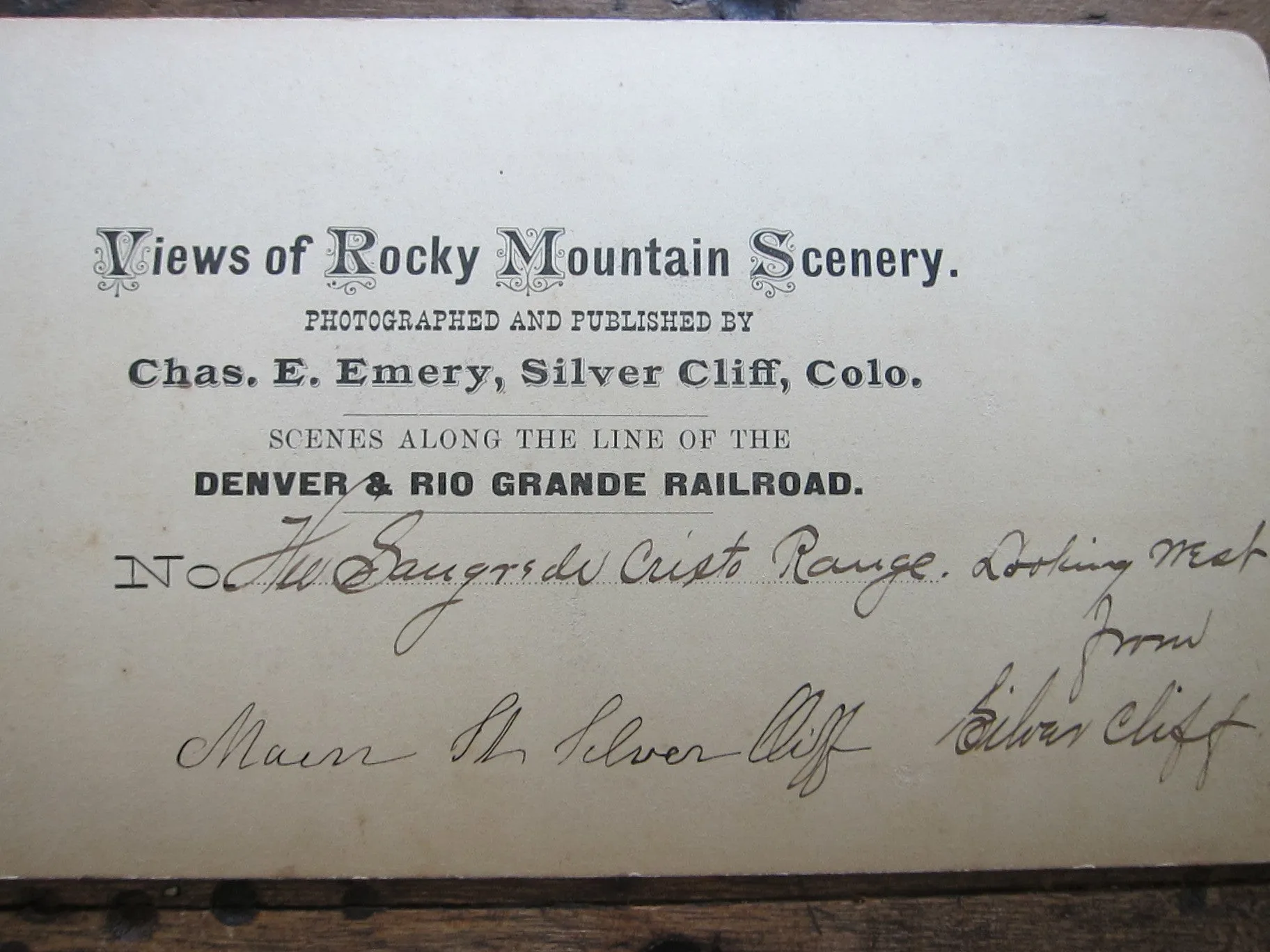 Stereoscope Card by Charles Emery 1880, Evening View Main St Silver Cliff Colorado