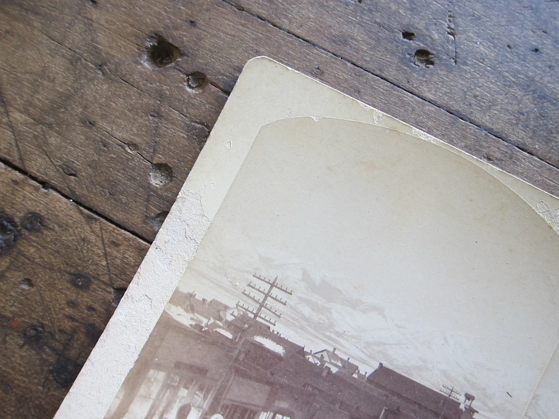 Stereoscope Card by Charles Emery 1880, Moonlight View Main St Silver Cliff Colorado